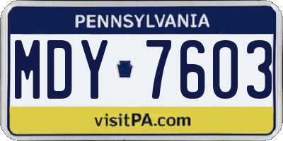 PA license plate MDY7603