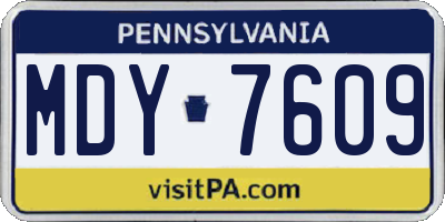 PA license plate MDY7609