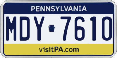 PA license plate MDY7610