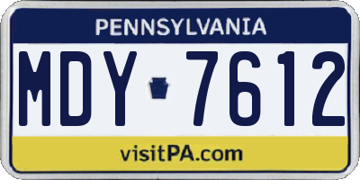 PA license plate MDY7612
