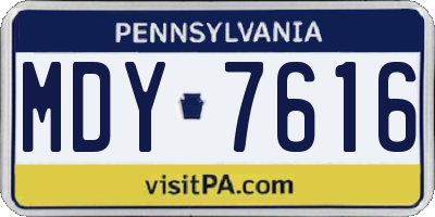 PA license plate MDY7616
