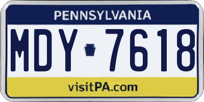 PA license plate MDY7618