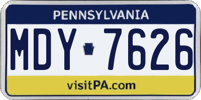 PA license plate MDY7626