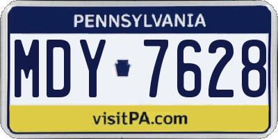 PA license plate MDY7628