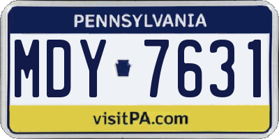 PA license plate MDY7631