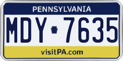 PA license plate MDY7635