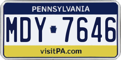 PA license plate MDY7646