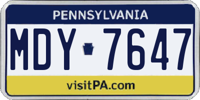 PA license plate MDY7647