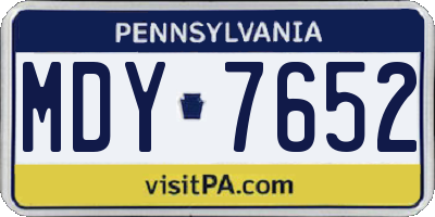 PA license plate MDY7652
