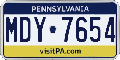 PA license plate MDY7654