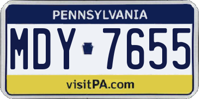 PA license plate MDY7655