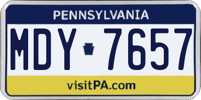 PA license plate MDY7657