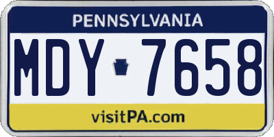 PA license plate MDY7658