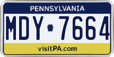 PA license plate MDY7664