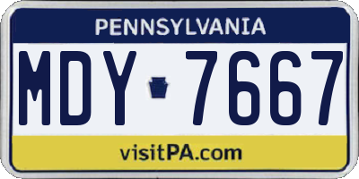 PA license plate MDY7667