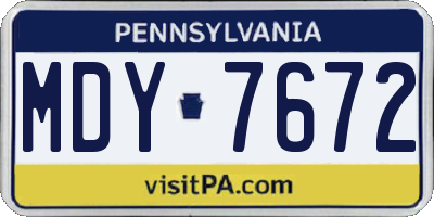 PA license plate MDY7672