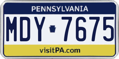 PA license plate MDY7675
