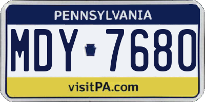 PA license plate MDY7680