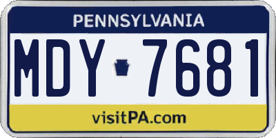PA license plate MDY7681