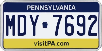 PA license plate MDY7692