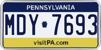 PA license plate MDY7693