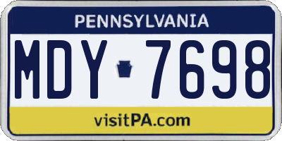 PA license plate MDY7698