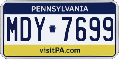 PA license plate MDY7699