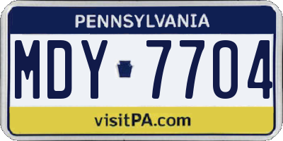 PA license plate MDY7704