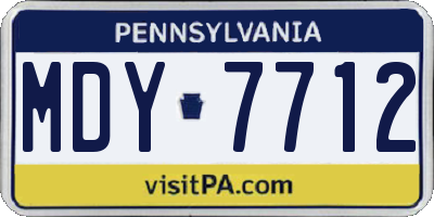 PA license plate MDY7712