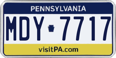 PA license plate MDY7717