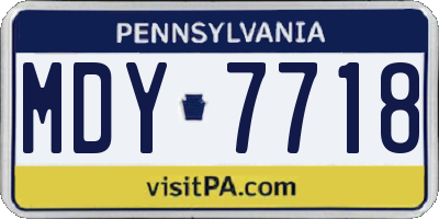 PA license plate MDY7718