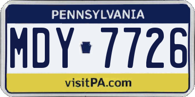 PA license plate MDY7726