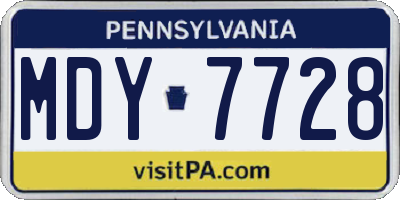 PA license plate MDY7728