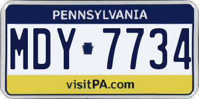 PA license plate MDY7734