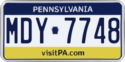 PA license plate MDY7748