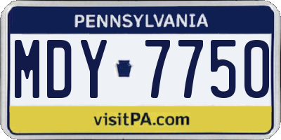 PA license plate MDY7750