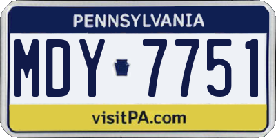 PA license plate MDY7751
