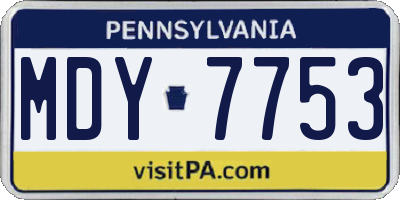 PA license plate MDY7753
