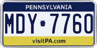 PA license plate MDY7760