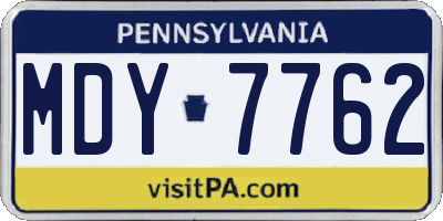 PA license plate MDY7762