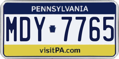 PA license plate MDY7765