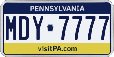 PA license plate MDY7777
