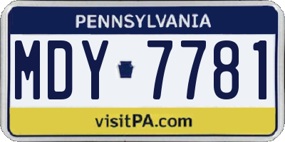 PA license plate MDY7781