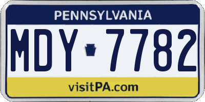 PA license plate MDY7782