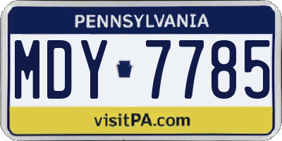 PA license plate MDY7785