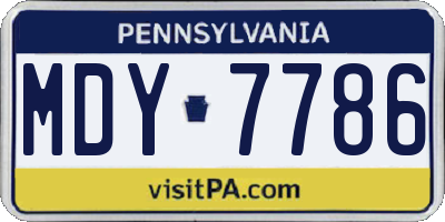 PA license plate MDY7786