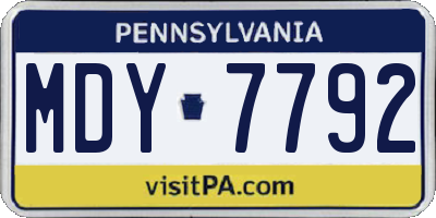PA license plate MDY7792