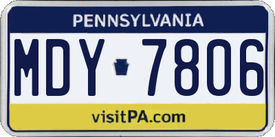 PA license plate MDY7806