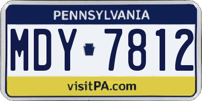 PA license plate MDY7812