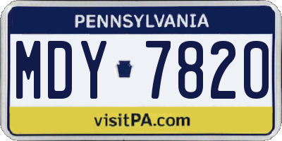 PA license plate MDY7820